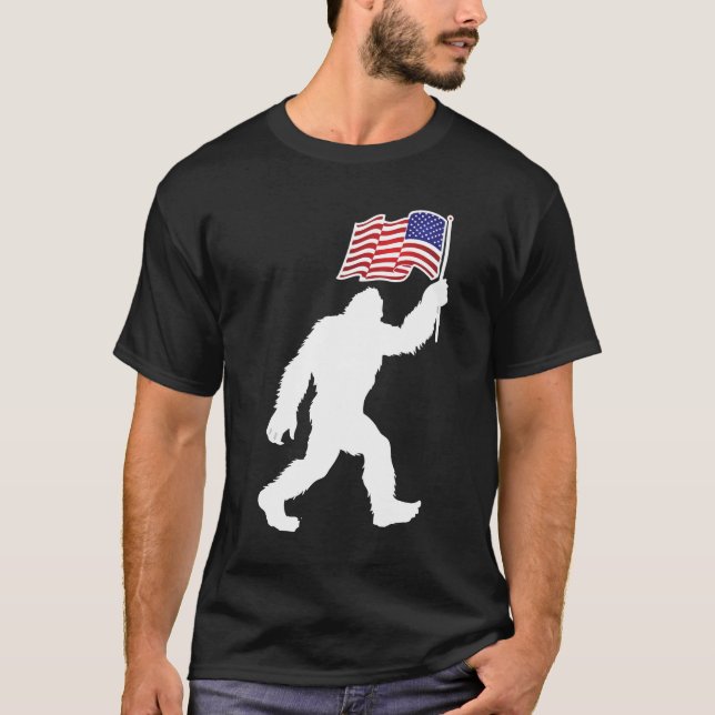 Fun BIGFOOT 4th of July Sasquatch Independence Day T-Shirt (Front)