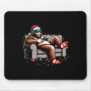 Fun Bigfoot Gamer Christmas Sasquatch Xmas Believe Mouse Pad