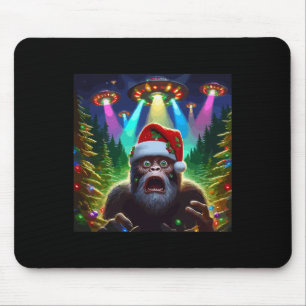 Fun Bigfoot Selfie With Alien Ufo Xmas Spaceships  Mouse Pad