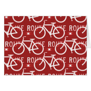 Fun Bike Route Fixie Bicycle Cyclist Pattern Red
