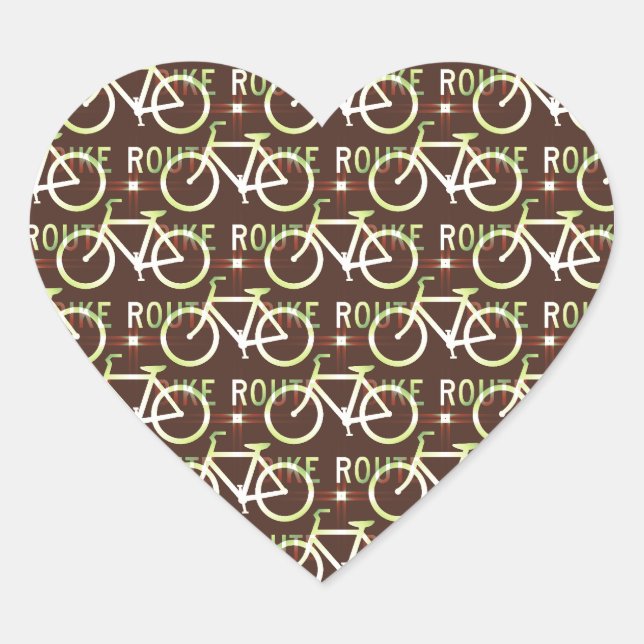 Fun Bike Route Fixie Bike Cyclist Pattern Heart Sticker (Front)