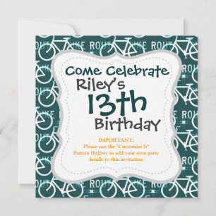 Fun Bike Route Fixie Bike Cyclist Pattern Invitation