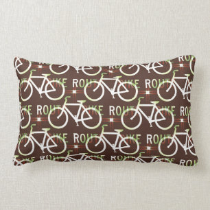 Fun Bike Route Fixie Bike Cyclist Pattern Lumbar Cushion