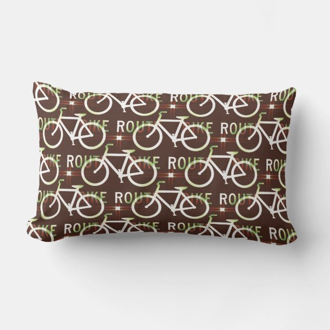 Fun Bike Route Fixie Bike Cyclist Pattern Lumbar Cushion (Front)