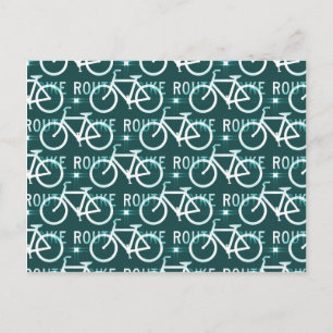 Fun Bike Route Fixie Bike Cyclist Pattern Postcard