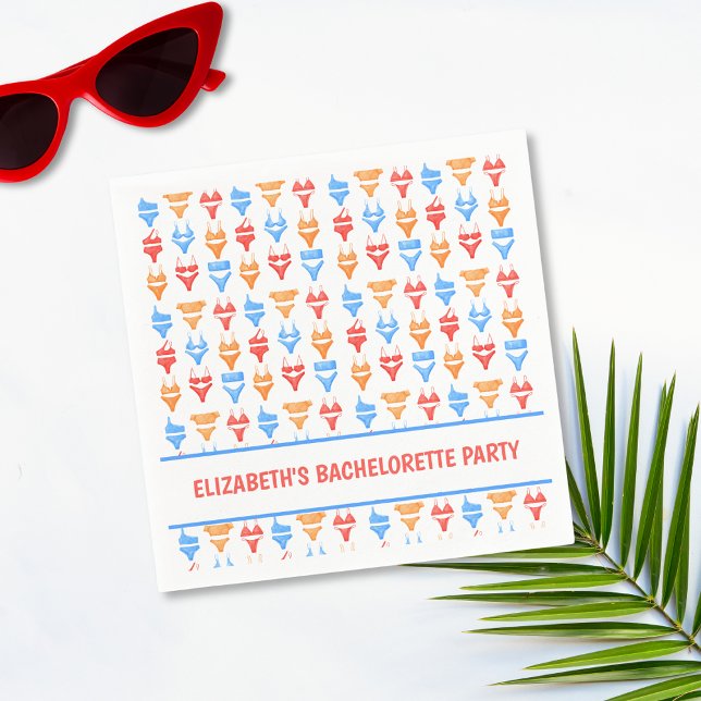 Fun Bikini Pool Party Personalised Bachelorette Napkin (Creator Uploaded)