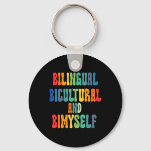 Fun Bilingual Bicultural And Bimyself ASL Deaf Awa Key Ring