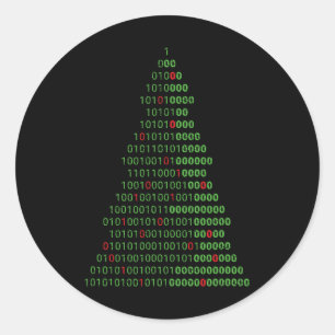 Fun Binary Christmas Tree Computer Programmers And Classic Round Sticker