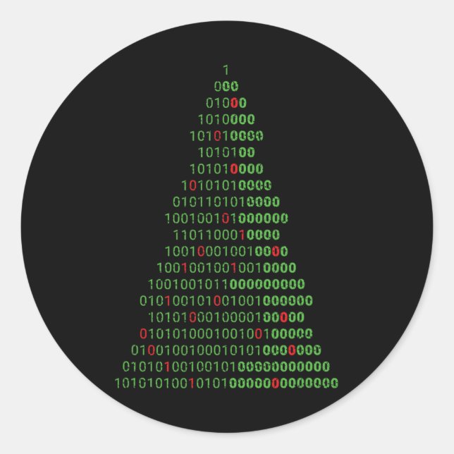 Fun Binary Christmas Tree Computer Programmers And Classic Round Sticker (Front)