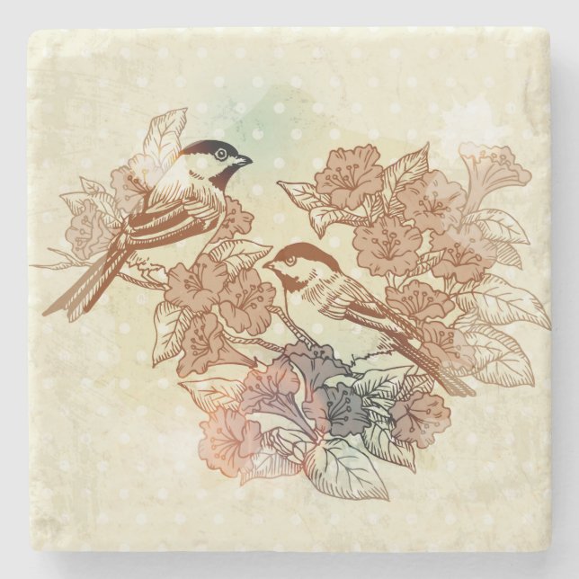 Fun Bird Sketch Stone Coaster (Front)