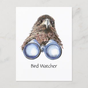 Fun Bird Watching Quote Pun Hawk Binoculars Postca Postcard