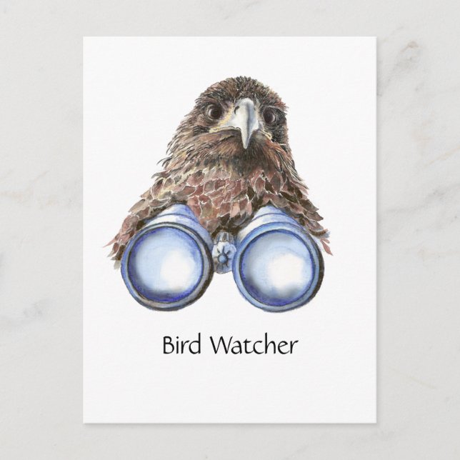 Fun Bird Watching Quote Pun Hawk Binoculars Postcard (Front)
