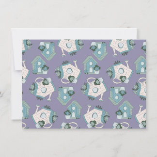 Fun Birdhouse Design Purple Blue White Invitation