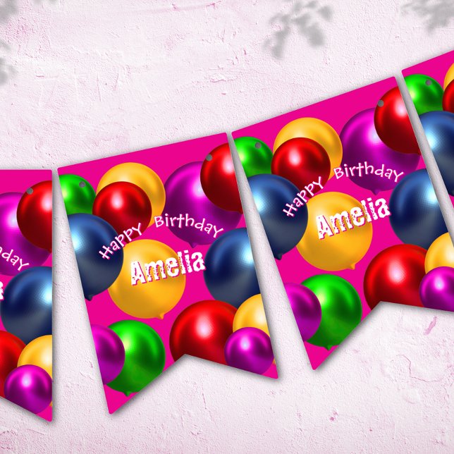 Fun Birthday Balloons Personalised  Bunting (Creator Uploaded)
