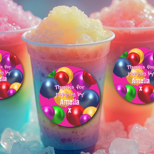 Fun Birthday Balloons Personalised Favour Classic Round Sticker (Creator Uploaded)