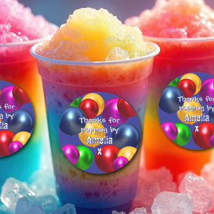 Fun Birthday Balloons Personalised Favour Classic Round Sticker