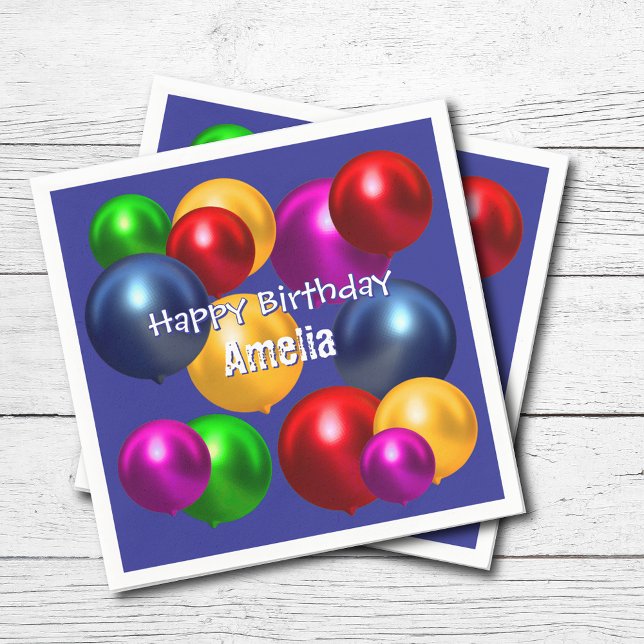 Fun Birthday Balloons Personalised  Napkin (Creator Uploaded)
