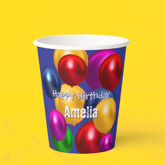 Fun Birthday Balloons Personalised  Paper Cups