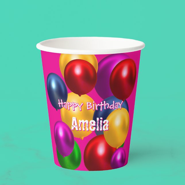 Fun Birthday Balloons Personalised  Paper Cups (Creator Uploaded)