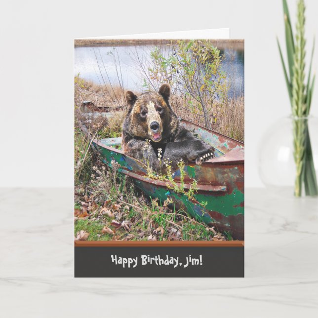 Fun Birthday Bear in Boat Card (Front)