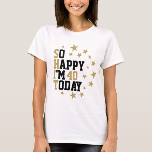 Fun Birthday Black And Gold Stars Customised Age T-Shirt