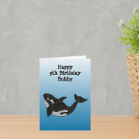Fun Birthday Black White Killer Whale Blue Bubbles