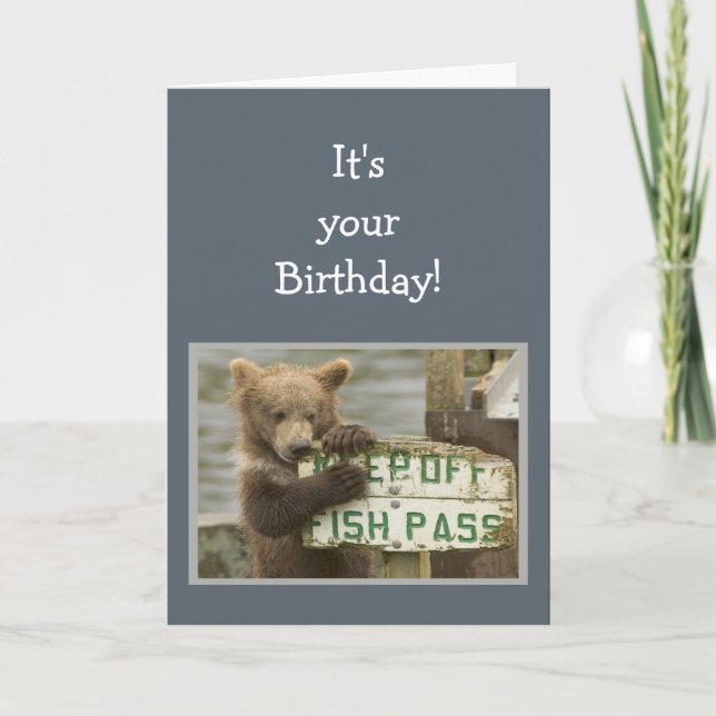 Fun Birthday Break a Few Rules Bear Animal Card (Front)