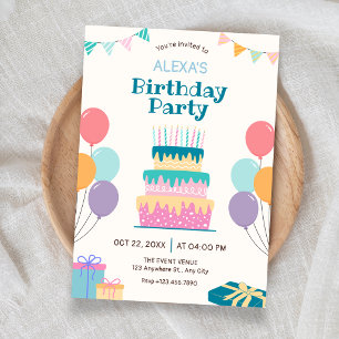 Fun birthday cake invitation