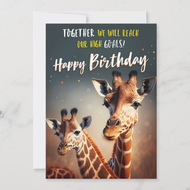 Fun Birthday Card With Two Giraffes (Front)