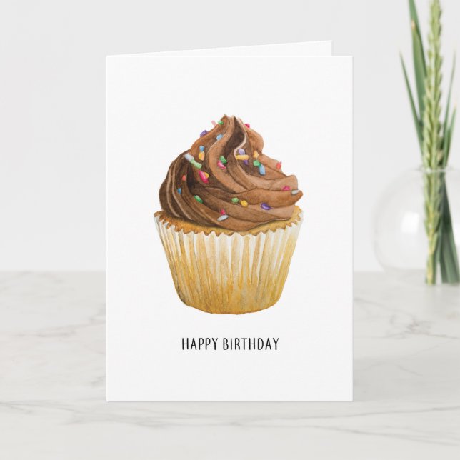 Fun birthday cupcake greeting card (Front)