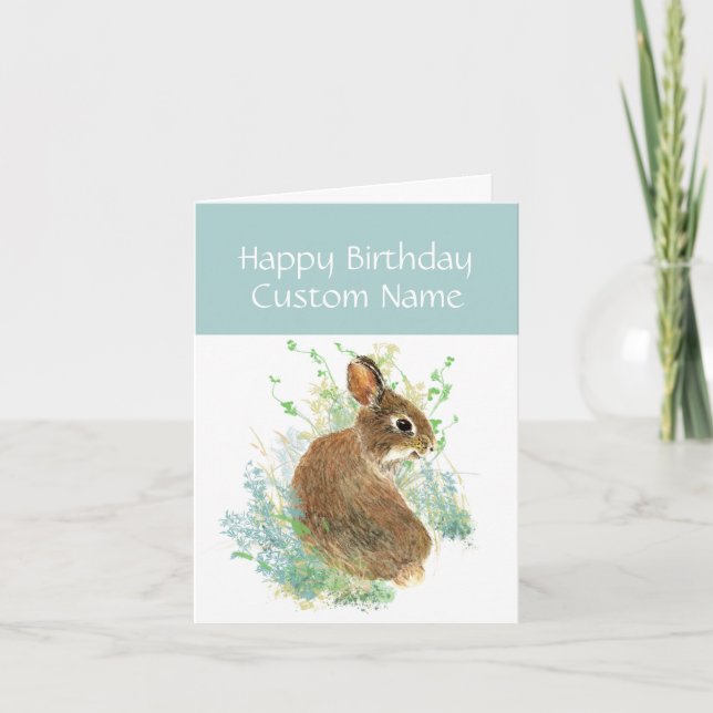 Fun Birthday Custom Name Cute Rabbit, Carrot Cake Card (Front)