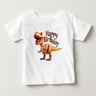 Fun Birthday Dino – Cute Dinosaur Greeting Baby T-Shirt