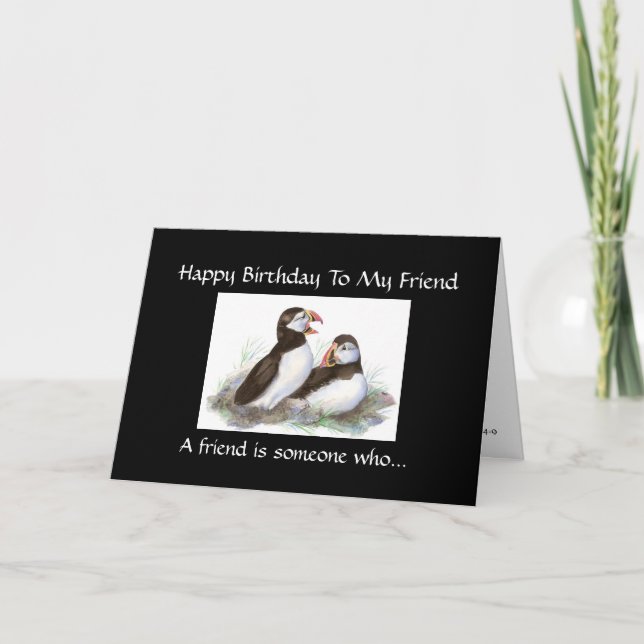 Fun Birthday Friend - Puffin Bird & Scripture Card (Front)