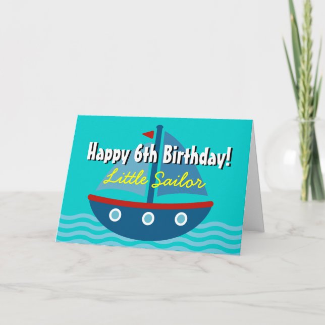 Fun Birthday greeting card for kids | Toy sailboat (Front)