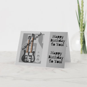 Fun, birthday greeting for grandson, guitar. card