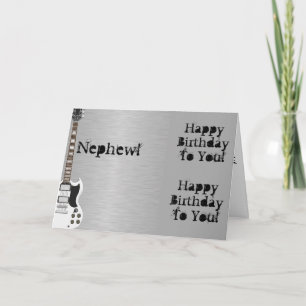 Fun, birthday greeting for nephew, white guitar. card
