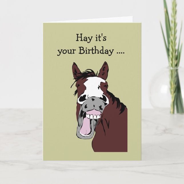 Fun Birthday Long in the Tooth Horse Humor Card (Front)