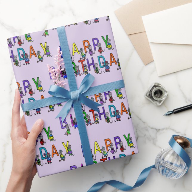 Fun Birthday Mice Wrapping Paper (Gifting)