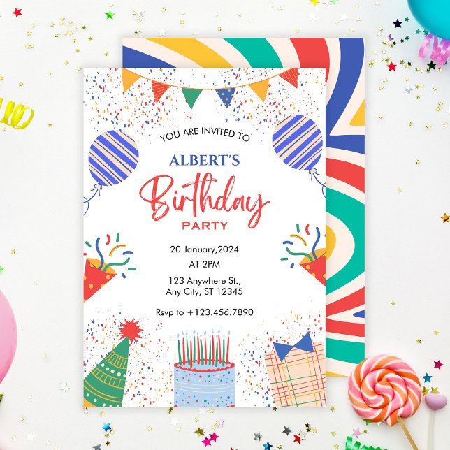 Fun Birthday party colorfull ballons Invitation (Creator Uploaded)