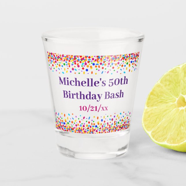 Fun Birthday Party Favour Colourful Confetti Shot Glass (Front)