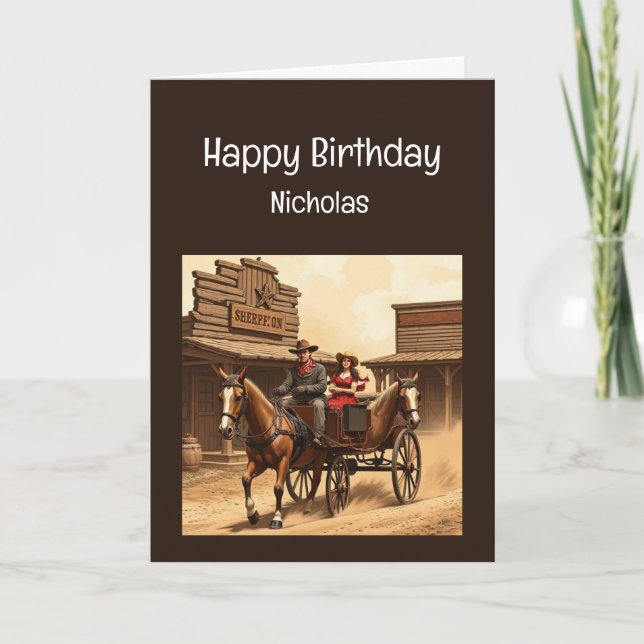 Fun Birthday Western Wild West AI Humour Card (Front)