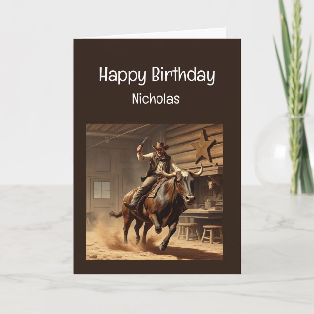Fun Birthday Western Wild West Humour Card (Front)