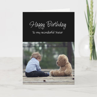 Fun Birthday Wonderful Sister Cute Teddy Bear Card