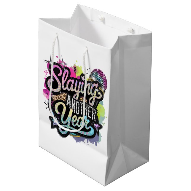 Fun Birthday word art lady's party Medium Gift Bag (Front Angled)
