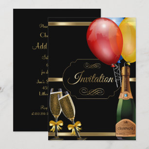 Fun Black and Gold Party Celebration Invitation