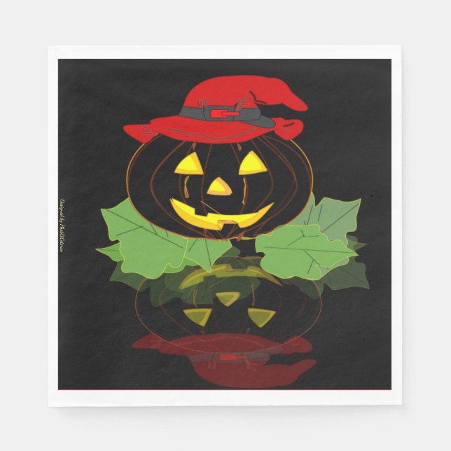 Fun Black And Orange Halloween Party Napkin (Front)