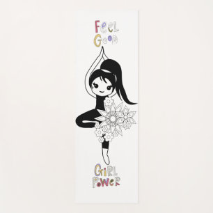 Fun Black and White Flower Girl  Yoga Mat