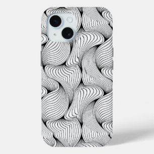 Fun Black and White Interwoven Lines iPhone 15 Case