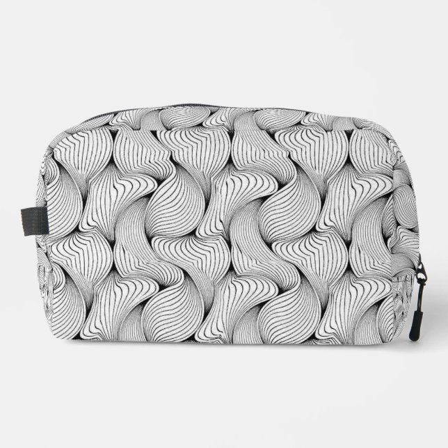 Fun Black and White Interwoven Lines Dopp Kit (Front)