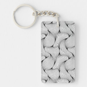 Fun Black and White Interwoven Lines Key Ring